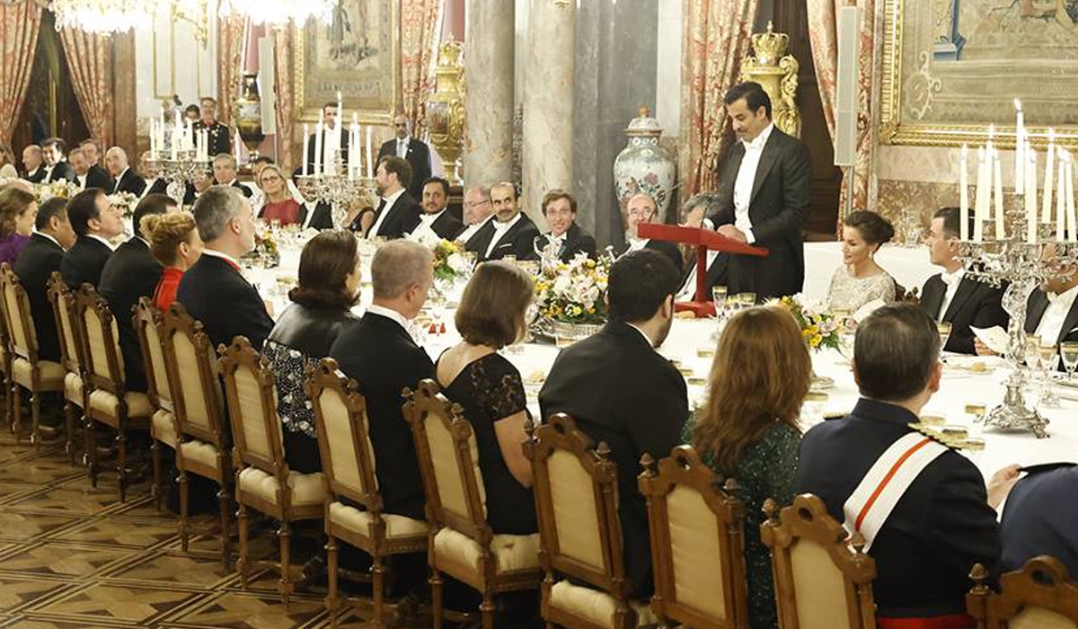HH the Amir, HH Sheikha Jawaher Attend State Dinner Banquet Hosted by King and Queen of Spain